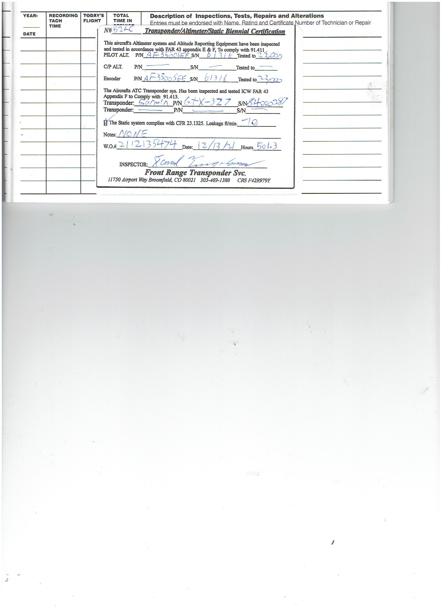Lancair 320/360 N52LC document