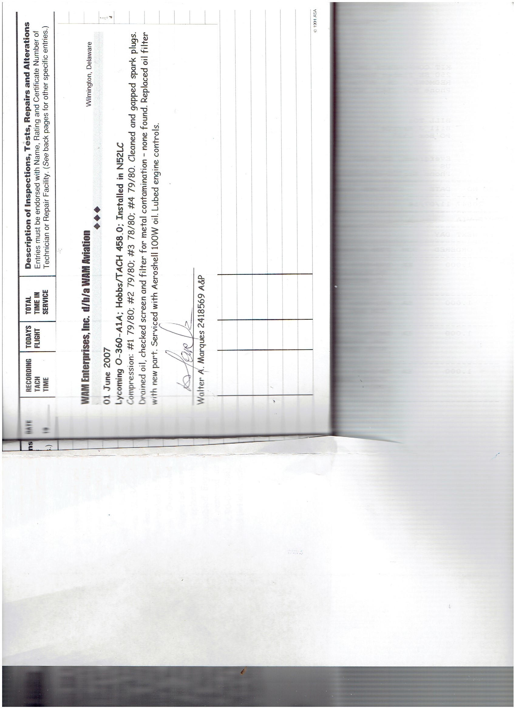 Lancair 320/360 N52LC document